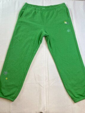 Champion 🌿 Green Reverse Weave Sweatpants | Floral Detail XL